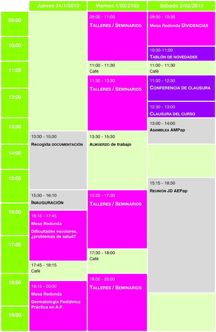 Agenda del curso 2012