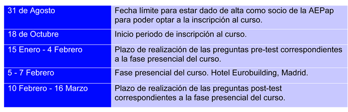 Calendario fase presencial